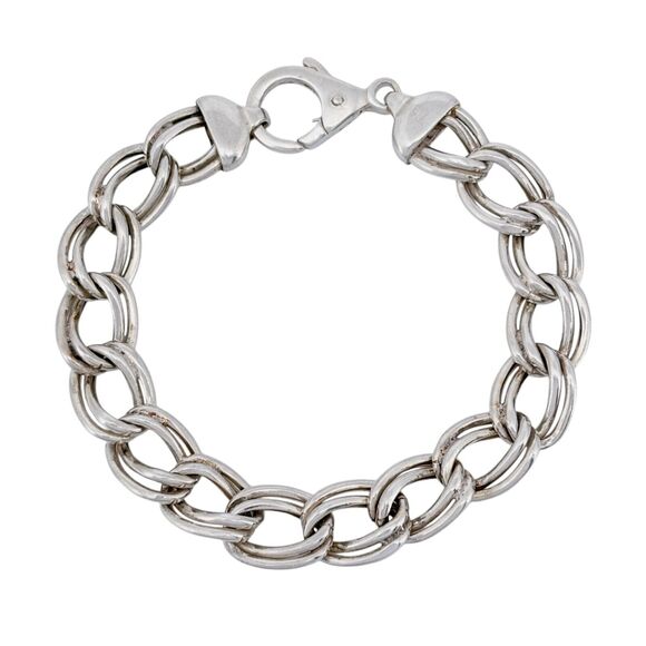 Vintage Italy Sterling Silver 925 Double Link Chain Bracelet 7.25" - Picture 2 of 7